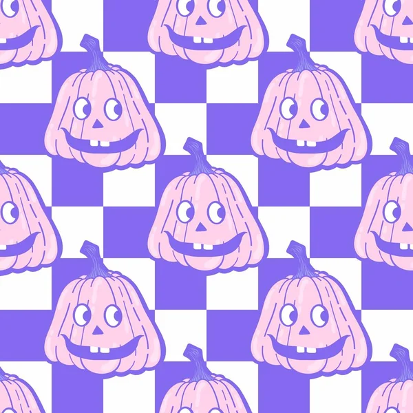 Retro Halloween Cartoon Pompoenen Naadloos Patroon Voor Het Inpakken Van — Stockfoto