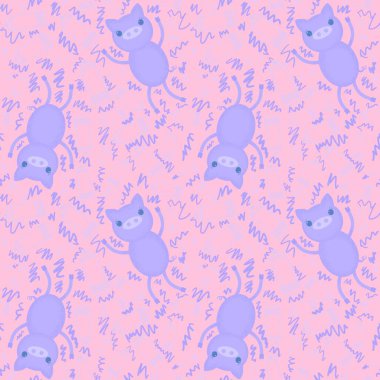 Çizgi filmlerdeki kusursuz domuz desenleri kağıt, kumaş, çocuk giysisi baskıları, şenlikli aksesuarlar ve ambalajlar için. Yüksek kaliteli illüstrasyon