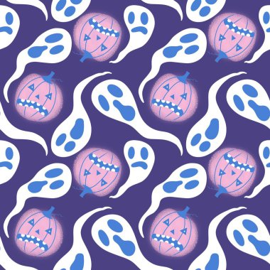 Karikatür sonbaharı sebzesiz Cadılar Bayramı balkabağı desenli kağıt, kumaş ve çocuk giysileri baskısı, moda tekstil ürünleri ve bayram ambalajı. Yüksek kaliteli illüstrasyon