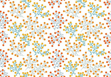 Güz çiçekli böğürtlen deseni ambalaj kağıdı, kumaş ve çocuk giysileri baskısı ve şenlikli ambalaj ve bahar aksesuarları için. Yüksek kaliteli illüstrasyon