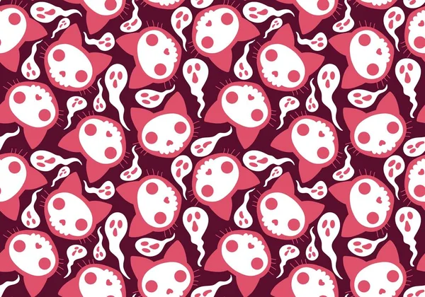 Halloween Cat Pumpkins Seamless Ghost Skulls Poison Pattern Wrapping Paper Stock Image