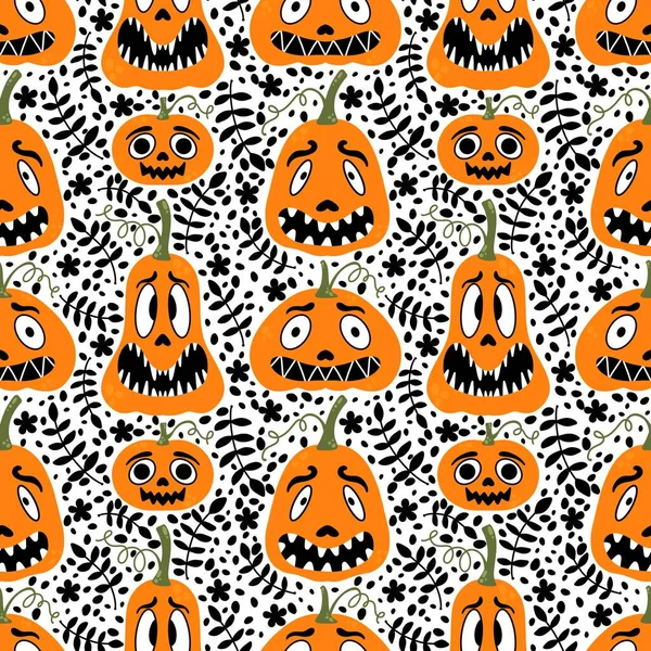 Cartoon Retro Plantaardige Oogst Naadloze Halloween Pompoenen Patroon Voor Het — Stockfoto