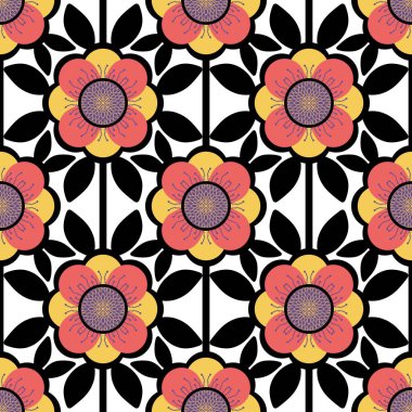 Kağıt, kumaş, çarşaf ve çocuk giysileri baskısı, ev dekorasyonu, şenlikli ambalaj ve aksesuarlar için geri dönüşümsüz geometrik flora deseni. Yüksek kaliteli illüstrasyon