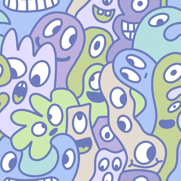 Cartoon Retro Monsters Seamless Halloween Pattern Wrapping Paper Fabrics Linens — Stock Photo, Image