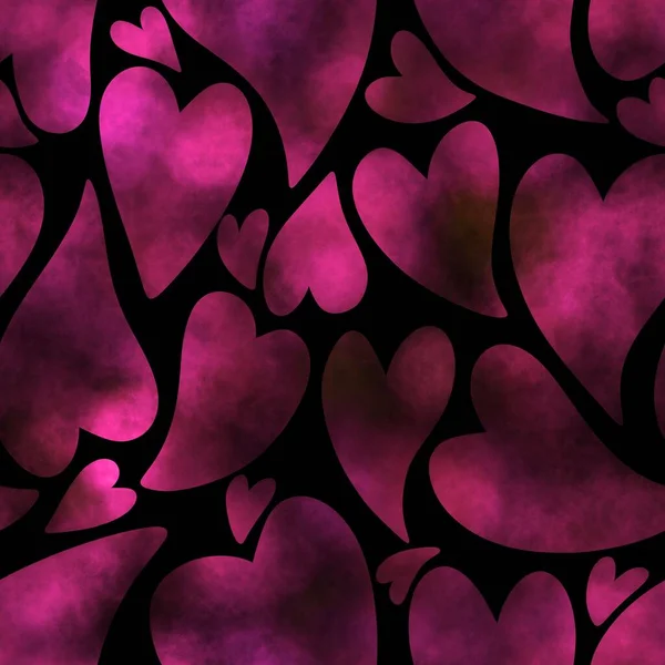 Valentines Hjärtan Sömlös Tecknad Kärlek Mönster För Inslagning Papper Och — Stockfoto