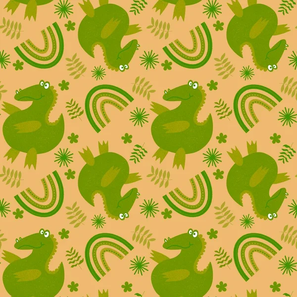 Cartoon Summer Animals Seamless Crocodile Pattern Fabrics Wrapping Paper Kids — Zdjęcie stockowe