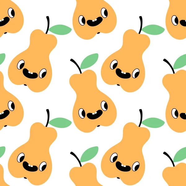 Nahtloses Cartoon Fruchtmuster Aus Birnen Zum Einwickeln Von Papier Und — Stockfoto