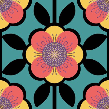 Kağıt, kumaş, çarşaf ve çocuk giysileri baskısı, ev dekorasyonu, şenlikli ambalaj ve aksesuarlar için geri dönüşümsüz geometrik flora deseni. Yüksek kaliteli illüstrasyon