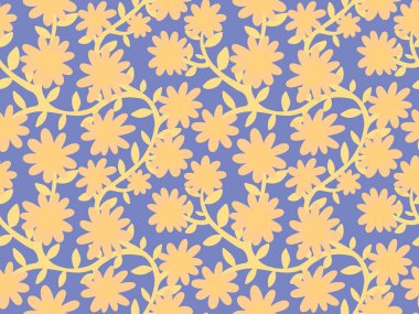 Çizgi film, çiçeğin dikişsiz dalları ve kumaş ambalajları, çocuk giysileri baskısı, şenlikli ambalajlar, yaz aksesuarları ve bahar için yapraklar. Yüksek kaliteli illüstrasyon