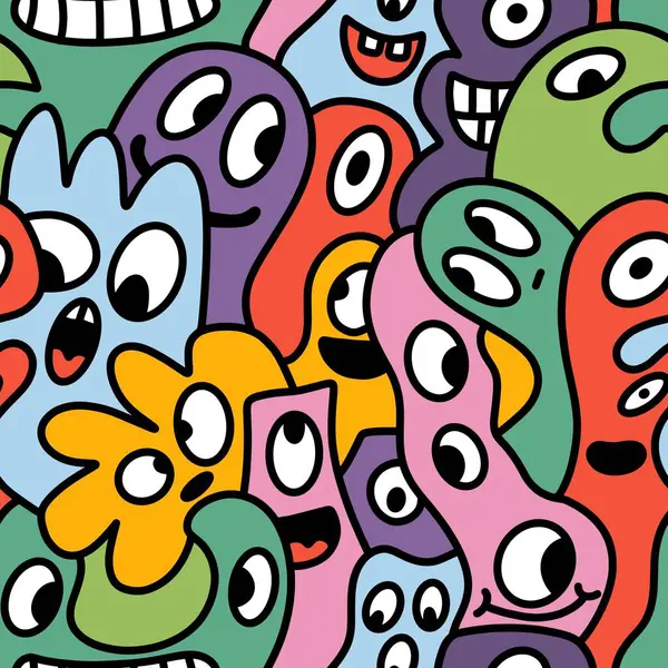 Cartoon Retro Monsters Seamless Halloween Pattern Wrapping Paper Fabrics Linens Royalty Free Stock Images