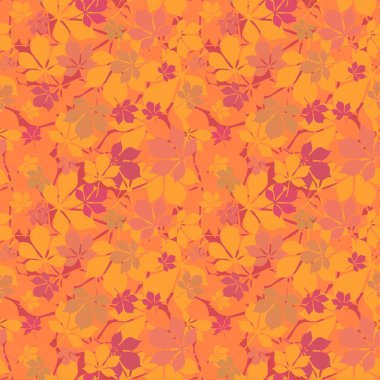 Sonbahar kumaşlar, ambalaj kağıtları, kumaşlar, moda tekstil ürünleri, şenlikli ambalajlar ve aksesuarlar için kusursuz kestane deseni bırakır. Yüksek kaliteli illüstrasyon