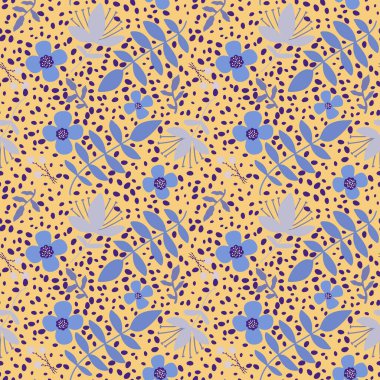 Çiçeksiz çiçek desenleri kumaşlar ve çarşaflar ve ambalaj kağıtları ve çocuk giysileri, tekstil ve sonbahar ambalajları ve bahar aksesuarları. Yüksek kaliteli illüstrasyon