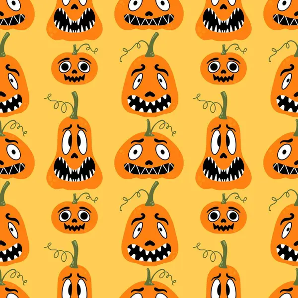 Rajzfilm Retro Zöldség Betakarítás Zökkenőmentes Halloween Sütőtök Minta Csomagolására Papír — Stock Fotó