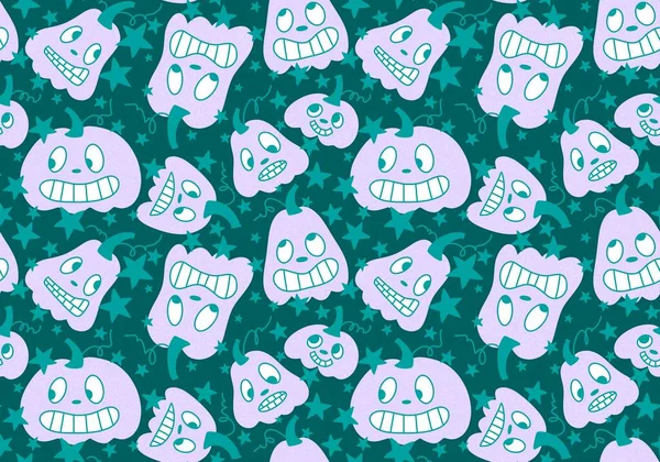 Cartoon Retro Seamless Halloween Pumpkins Pattern Kids Clothes Print Wrapping Stock Picture