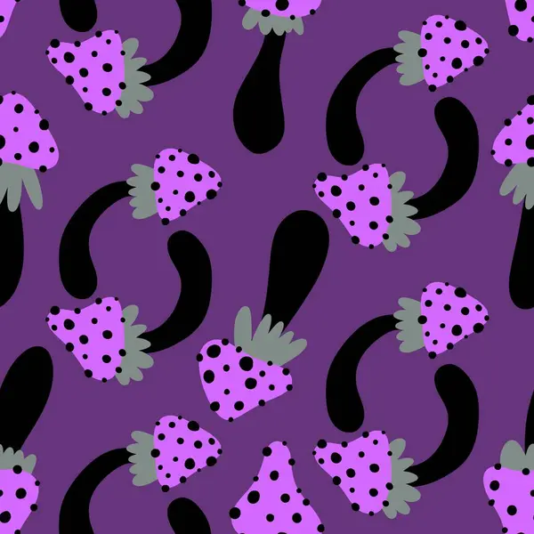 Autumn Harvest Seamless Cartoon Polka Dots Mushrooms Pattern Wrapping Paper — Stok Foto