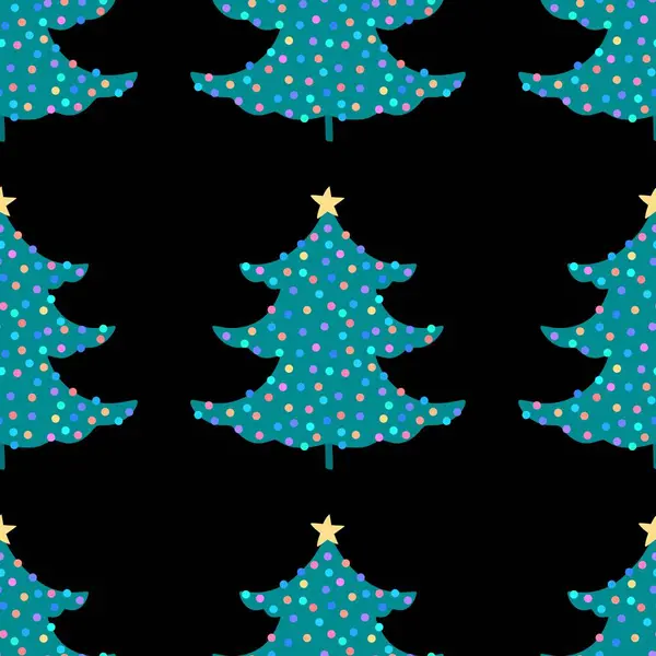 Cartoon Retro Bezešvé Vánoční Stromeček Koule Vzor Pro Balení Papíru — Stock fotografie