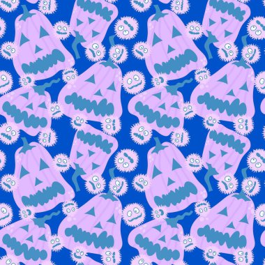 Cadılar Bayramı çizgi balkabakları. Güz hasat desenleri. Kağıt, kumaş, çocuk giysisi baskısı, şenlikli ambalaj ve aksesuarlar için. Yüksek kaliteli illüstrasyon