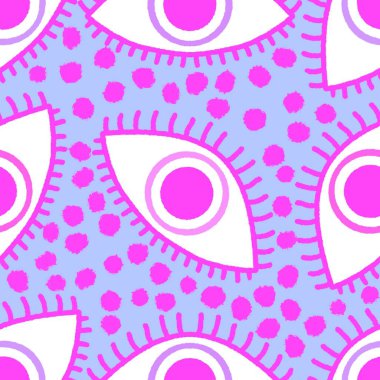 Soyut etnik gözler kağıt, kumaş ve çarşaf sarmak için kusursuz desen ve çocuk giysileri baskısı ve şenlikli aksesuarlar ve moda tekstil ürünleri. Yüksek kaliteli illüstrasyon
