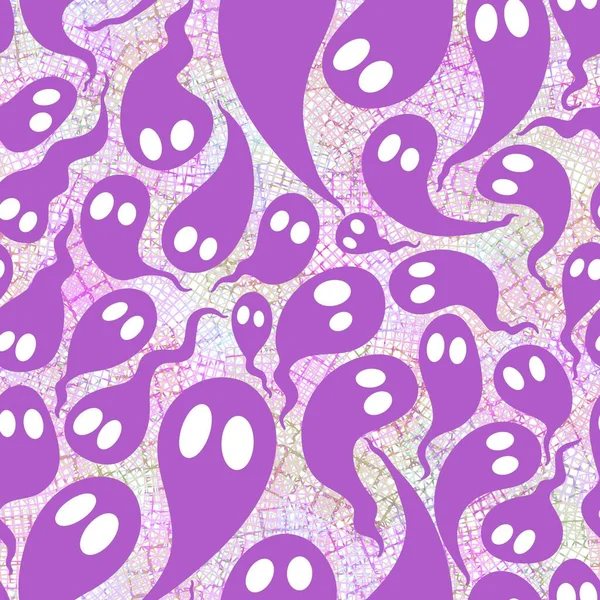 Patrón Dibujos Animados Sin Costura Fantasma Halloween Para Papel Envolver —  Fotos de Stock