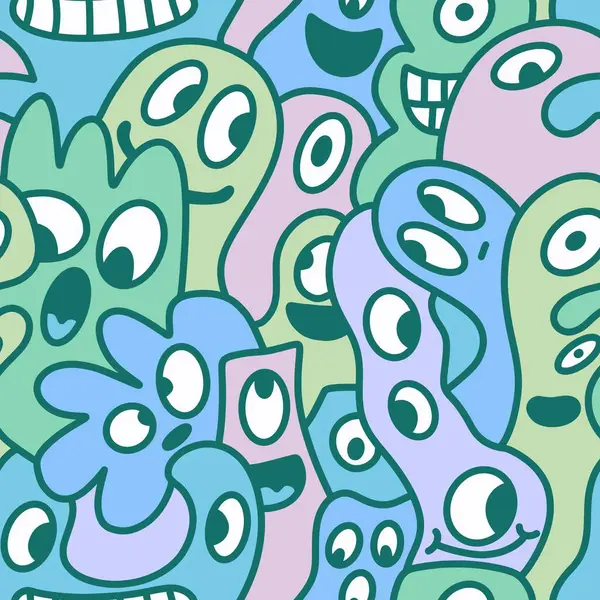 Cartoon Retro Monster Nahtlose Halloween Muster Zum Einwickeln Von Papier — Stockfoto