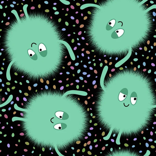 Cartoon Monster Nahtlose Flauschige Aliens Muster Zum Einwickeln Von Papier — Stockfoto