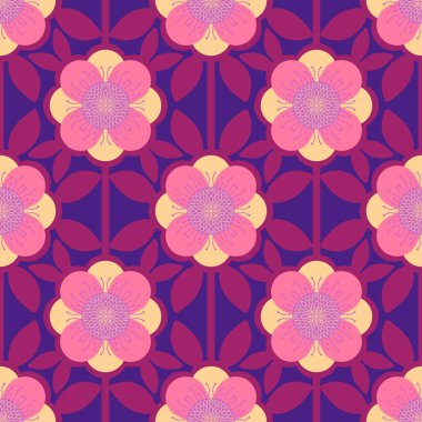 Kağıt, kumaş, çarşaf ve çocuk giysileri baskısı, ev dekorasyonu, şenlikli ambalaj ve aksesuarlar için geri dönüşümsüz geometrik flora deseni. Yüksek kaliteli illüstrasyon