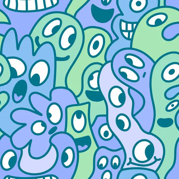 Cartoon Retro Monster Nahtlose Halloween Muster Zum Einwickeln Von Papier — Stockfoto