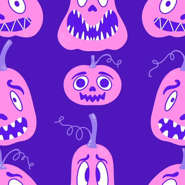 Cartoon Retro Gemüse Ernte Nahtlose Halloween Kürbismuster Zum Einwickeln Von — Stockfoto