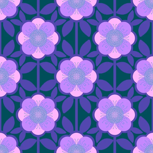 Retro Flower Seamless Geometric Ethnic Flora Pattern Wrapping Paper Fabrics — Stock Photo, Image