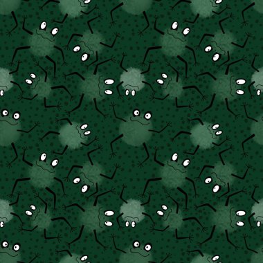 Çizgi filmlerdeki kusursuz kurbağa desenleri ambalaj kağıtları, kumaşlar, çocuk giysileri, tekstil ürünleri, yaz aksesuarları ve şenlikli ambalajlar için. Yüksek kaliteli illüstrasyon