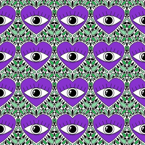 Cartoon retro valentines seamless eyes and hearts pattern for wrapping paper and fabrics and linens and kids print and fashion textiles and festive accessories and packaging. High quality illustration