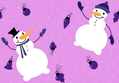 Noel ağacı topları ambalajsız kardan adam desenli ambalajlar, kumaşlar, şenlikli ambalajlar çocuk giysileri baskıları ve kış aksesuarları. Yüksek kaliteli illüstrasyon