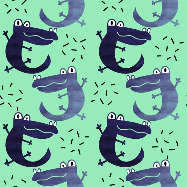 Animals cartoon seamless crocodile lizard dragon pattern for wrapping paper and fabrics and linens and kids clothes print and festive accessories and gift packaging. High quality illustration