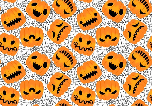 Cartoon Retro Vegetable Harvest Seamless Halloween Pumpkins Pattern Wrapping Paper — Stock Photo, Image