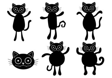 Cadılar Bayramı kedisi paketleme kağıdı, kumaş ve çocuk giysileri baskısı ve sonbahar ambalajı ve moda tekstili için hazır. Yüksek kaliteli illüstrasyon