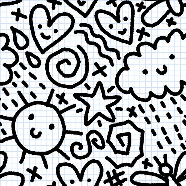 Desenhos Animados Escola Sem Costura Doodle Padrão Para Papel Embrulho — Fotografia de Stock