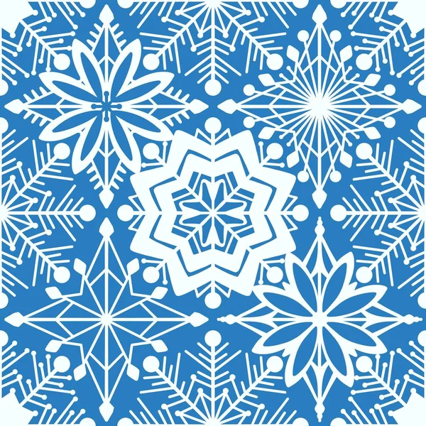 Julen Snöflingor Sömlös Geometriska Mönster För Vinter Omslagspapper Och Tyger — Stockfoto
