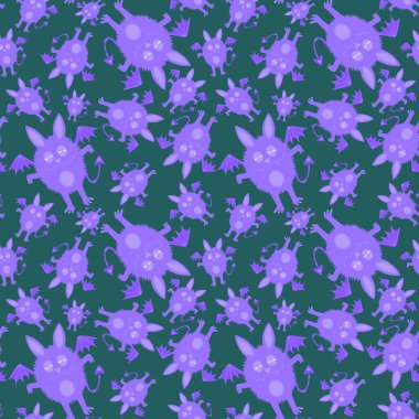 Cadılar Bayramı çizgi filmlerinde yarasa desenleri ambalaj kağıtları ve kumaşlar ve çocuk kıyafetleri baskısı ve şenlik ambalajı ve moda tekstil ve aksesuarları. Yüksek kaliteli illüstrasyon