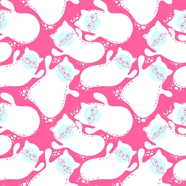 Cartoon Animals Seamless Scrambled Eggs Cat Pattern Wrapping Paper Fabrics — Stock Photo, Image