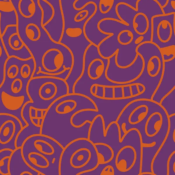 Cartoon retro monsters seamless Halloween pattern for wrapping paper and fabrics and linens and kids accessories and fashion textiles and festive packaging. High quality illustration