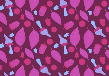 Karikatür retro çiçekli mantarlar ve ambalaj kağıdı, kumaş, çarşaf ve çocuk giysileri baskısı, şenlikli paketleme ve mutfak aksesuarları için desenler bırakıyor. Yüksek kaliteli illüstrasyon