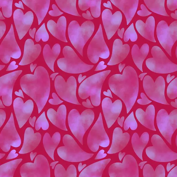 발렌티누스는 종이와 어린이 축제용 액세서리등을 포장하기 무미건조 패턴을 마음에 간직하고 — 스톡 사진