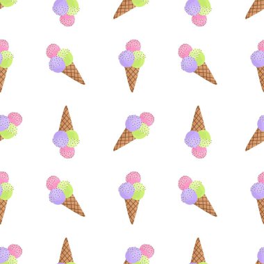 Duvar kağıtları, ambalaj kağıtları, kumaşlar, çocuk giysileri baskıları, şenlikli ambalajlar ve mayo tekstili için yaz çizgi filmlerinin dikişsiz dondurma kalıpları. Yüksek kaliteli illüstrasyon