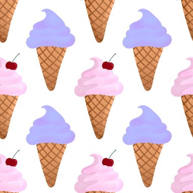 Duvar kağıtları, ambalaj kağıtları, kumaşlar, çocuk giysileri baskıları, şenlikli ambalajlar ve mayo tekstili için yaz çizgi filmlerinin dikişsiz dondurma kalıpları. Yüksek kaliteli illüstrasyon