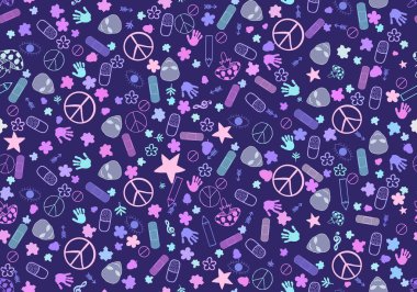 Çizgi filmlerdeki gibi kusursuz bir barış, uzaylılar, haplar, çiçek desenleri kağıt, kumaş, çarşaf, çocuk baskıları, not defterleri ve şenlik ambalajları. Yüksek kaliteli illüstrasyon