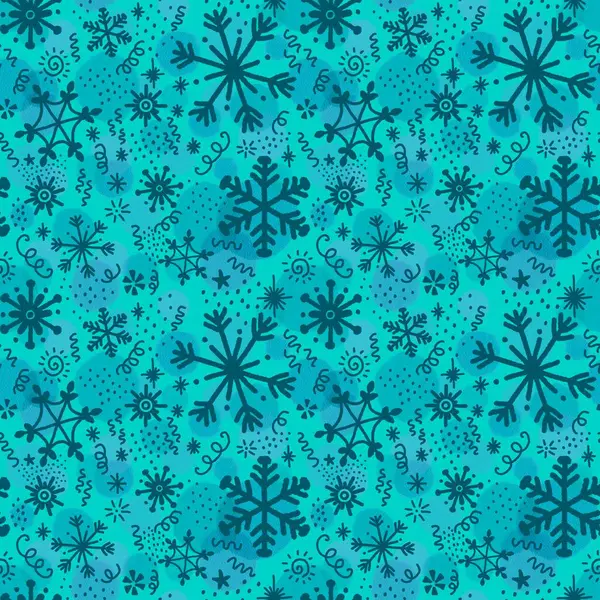 Weihnachten Eis Kritzeln Nahtlose Schneeflocken Muster Zum Einwickeln Von Papier — Stockfoto