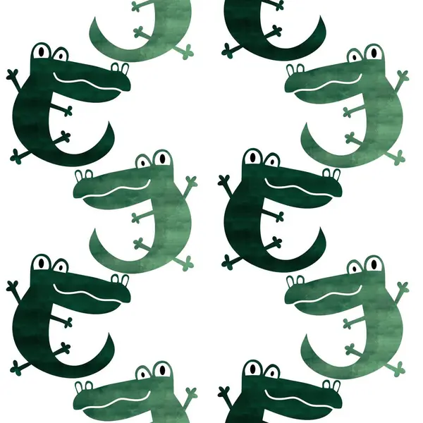 Animals Cartoon Nahtlose Krokodilechse Drachenmuster Zum Einwickeln Von Papier Und — Stockfoto