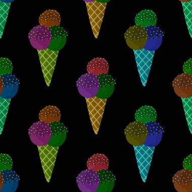 Duvar kağıtları, ambalaj kağıtları, kumaşlar, çocuk giysileri baskıları, şenlikli ambalajlar ve mayo tekstili için yaz çizgi filmlerinin dikişsiz dondurma kalıpları. Yüksek kaliteli illüstrasyon