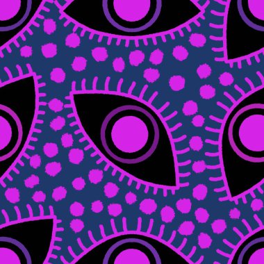 Soyut etnik gözler kağıt, kumaş ve çarşaf sarmak için kusursuz desen ve çocuk giysileri baskısı ve şenlikli aksesuarlar ve moda tekstil ürünleri. Yüksek kaliteli illüstrasyon