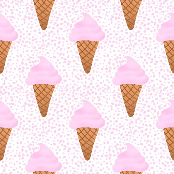 Summer Cartoon Seamless Ice Cream Pattern Wallpaper Wrapping Paper Fabrics — Stock Photo, Image